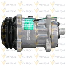 Compressor Sanden SD7H15, Orelha, Case Patrol Motoniveladora, 2A 125mm, 24v, Horizontal 12x12 [importado]
