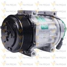Compressor Sanden SD7H15, Passante, 8pk 119mm, 24v, Saida Horizontal 12x12, Case, Tector Caminhao [importado]
