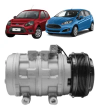 Compressor Denso 10P15 Ford Ka 2007 a 2013, Fiesta 1.0 e 1.6 2007 a 2013 6pk 135mm [importado]