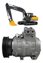 Compressor Denso 10S13C John Deere Escavadeira 290GLC, 2144G, 345GLC /Liu Gong Escavadeira, 1B 139mm, 24v [importado]