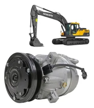 Compressor Delphi V5 Volvo Escavadeira 1A 130mm, 12v [importado]