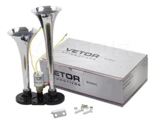 Buzina Eletropneumatica 2 Cornetas Cromada 12v [Vetor]