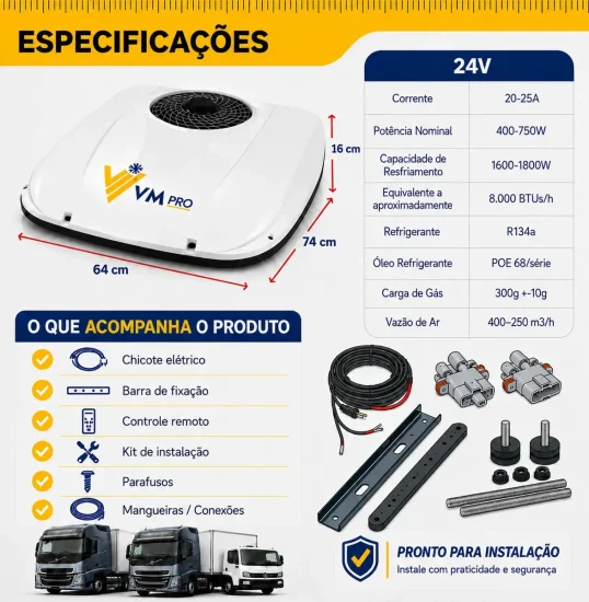 Ar Condicionado Eletrico VM1600 Mini 24v [VMP]