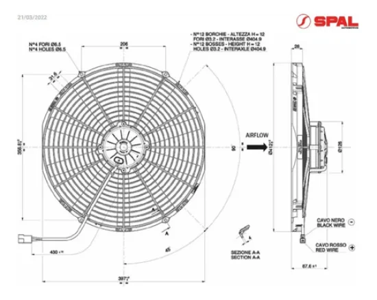 Eletroventilador Spal Universal VA18-BP71/LL-59A [20.000hs] 16" Aspirante 24v