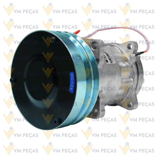 Compressor Sanden SD7H15, Orelha, Case /New Holland TC5070 2A 150mm, 12v, Horizontal 12x12 [importado]