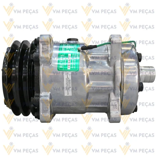 Compressor Sanden SD7H15, Orelha, Case Patrol Motoniveladora, 2A 125mm, 24v, Horizontal 12x12 [importado]
