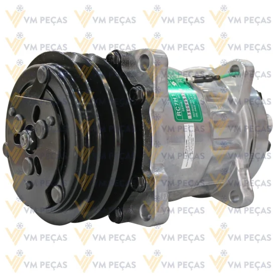 Compressor Sanden SD7H15, Orelha, Case Patrol Motoniveladora, 2A 125mm, 24v, Horizontal 12x12 [importado]