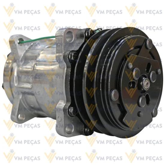 Compressor Sanden SD7H15, Orelha, Case Patrol Motoniveladora, 2A 125mm, 24v, Horizontal 12x12 [importado]