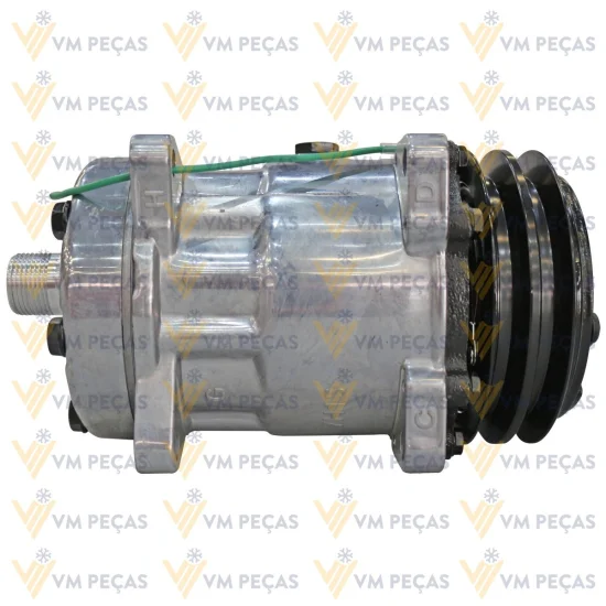 Compressor Sanden SD7H15, Orelha, Case Patrol Motoniveladora, 2A 125mm, 24v, Horizontal 12x12 [importado]