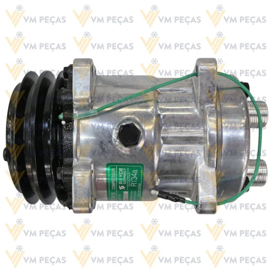 Compressor Sanden SD7H15, Orelha, Case Patrol Motoniveladora, 2A 125mm, 24v, Horizontal 12x12 [importado]
