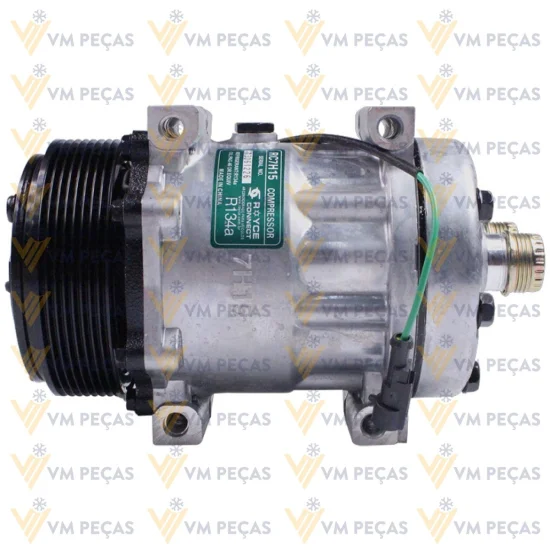 Compressor Sanden SD7H15, Passante, 8pk 119mm, 24v, Saida Horizontal 12x12, Case, Tector Caminhao [importado]