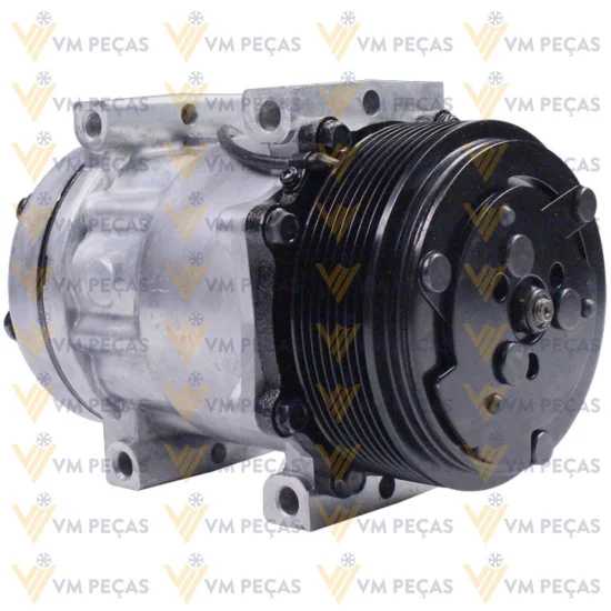 Compressor Sanden SD7H15, Passante, 8pk 119mm, 24v, Saida Horizontal 12x12, Case, Tector Caminhao [importado]