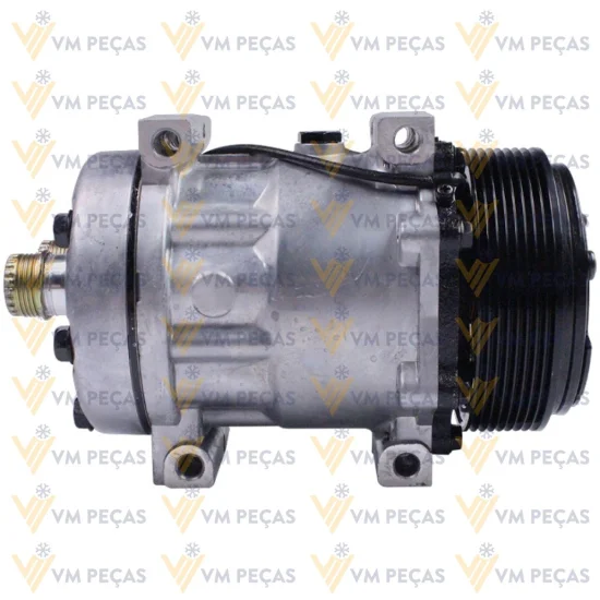 Compressor Sanden SD7H15, Passante, 8pk 119mm, 24v, Saida Horizontal 12x12, Case, Tector Caminhao [importado]