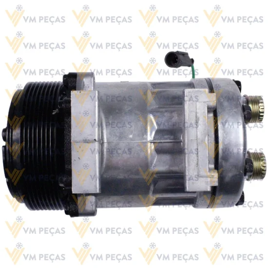 Compressor Sanden SD7H15, Passante, 8pk 119mm, 24v, Saida Horizontal 12x12, Case, Tector Caminhao [importado]