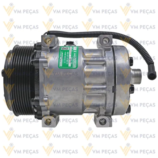 Compressor Sanden SD7H15 Passante, Case 821, W20E /New Holland W130, W170, Tector 8pk 119mm, 24v [importado]