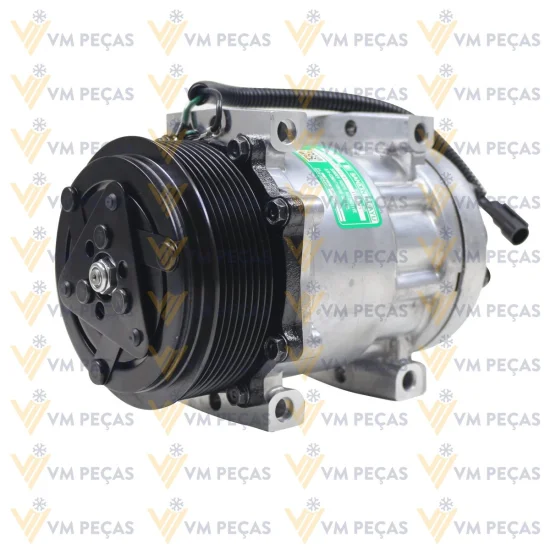 Compressor Sanden SD7H15 Passante, Case 821, W20E /New Holland W130, W170, Tector 8pk 119mm, 24v [importado]