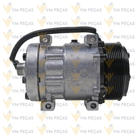 Compressor Sanden SD7H15 Passante, Case 821, W20E /New Holland W130, W170, Tector 8pk 119mm, 24v [importado]