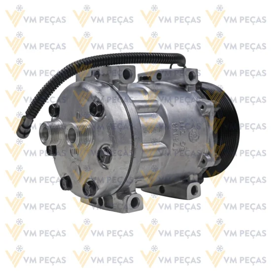 Compressor Sanden SD7H15 Passante, Case 821, W20E /New Holland W130, W170, Tector 8pk 119mm, 24v [importado]