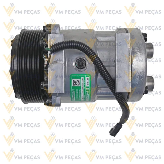 Compressor Sanden SD7H15 Passante, Case 821, W20E /New Holland W130, W170, Tector 8pk 119mm, 24v [importado]