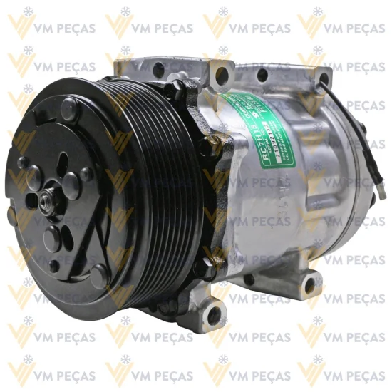 Compressor Sanden SD7H15, Passante, Caterpillar Retroescavadeira, 8pk 123mm, 12v [importado]