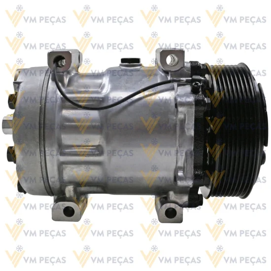 Compressor Sanden SD7H15, Passante, Caterpillar Retroescavadeira, 8pk 123mm, 12v [importado]