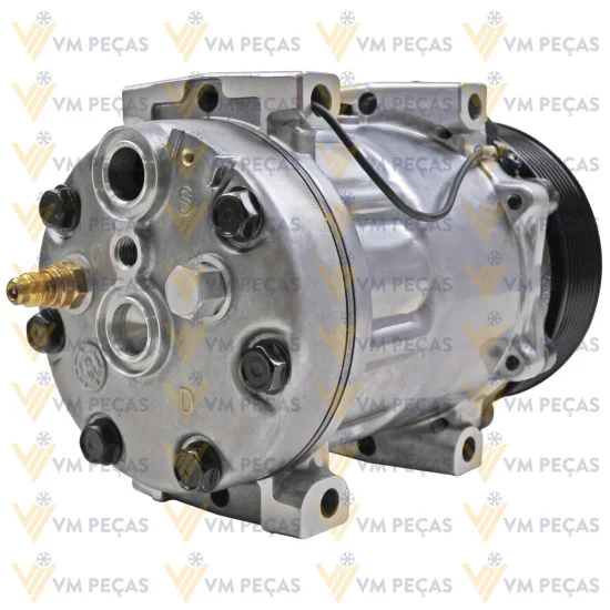 Compressor Sanden SD7H15, Passante, Caterpillar Retroescavadeira, 8pk 123mm, 12v [importado]