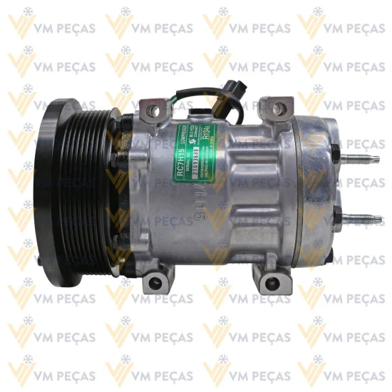 Compressor Sanden SD7H15, Passante, Caterpillar Serie K, 8pk 132mm, 24v [importado]