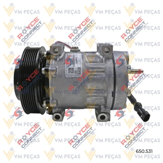 Compressor Sanden SD7H15, Passante, DAF XF105, 410, 460, 510, CF360, CF410 7pk 140mm, 24v [importado]