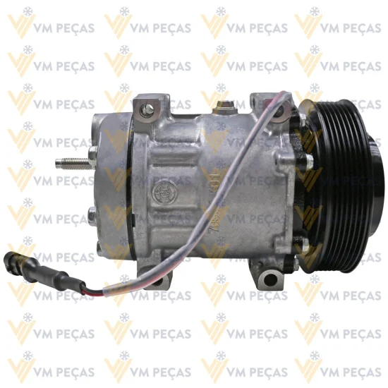 Compressor Sanden SD7H15, Passante, DAF XF105, 410, 460, 510, CF360, CF410 7pk 140mm, 24v [importado]