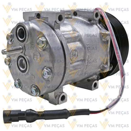Compressor Sanden SD7H15, Passante, DAF XF105, 410, 460, 510, CF360, CF410 7pk 140mm, 24v [importado]