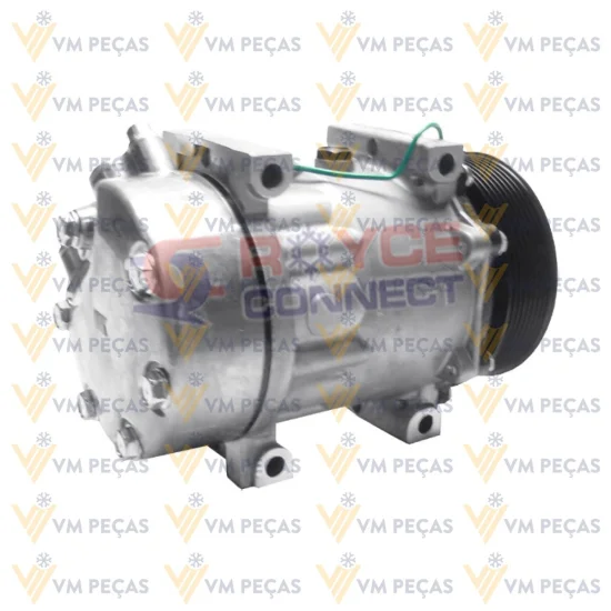 Compressor Sanden SD7H15, Passante, Scania, 8pk, 24v, Saida 45º [importado]