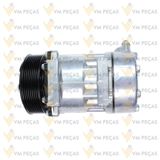 Compressor Sanden SD7H15, Passante, Scania, 8pk, 24v, Saida 45º [importado]