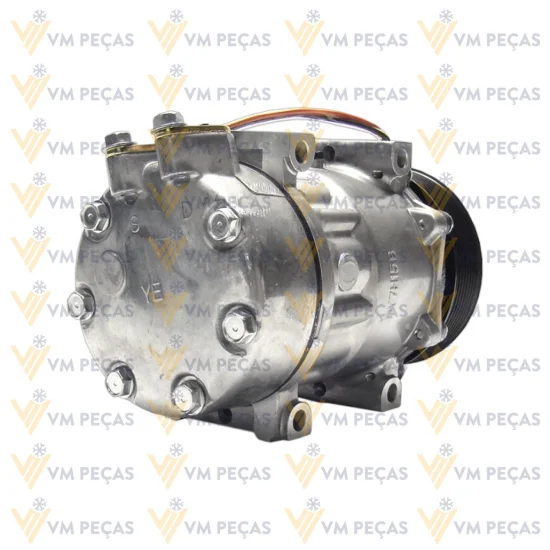 Compressor Sanden SD7H15, Passante, Scania, 8pk, 24v, Saida Reta [importado]