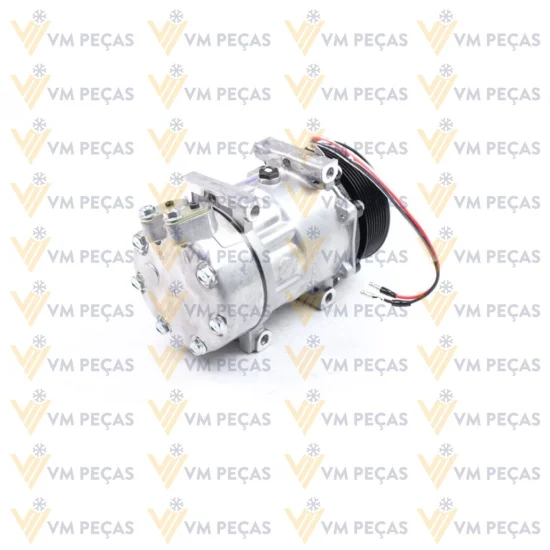 Compressor Sanden SD7H15, Passante, Scania, 8pk, 24v, Saida Reta [importado]
