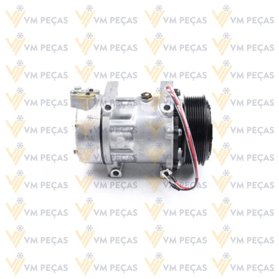 Compressor Sanden SD7H15, Passante, Scania, 8pk, 24v, Saida Reta [importado]