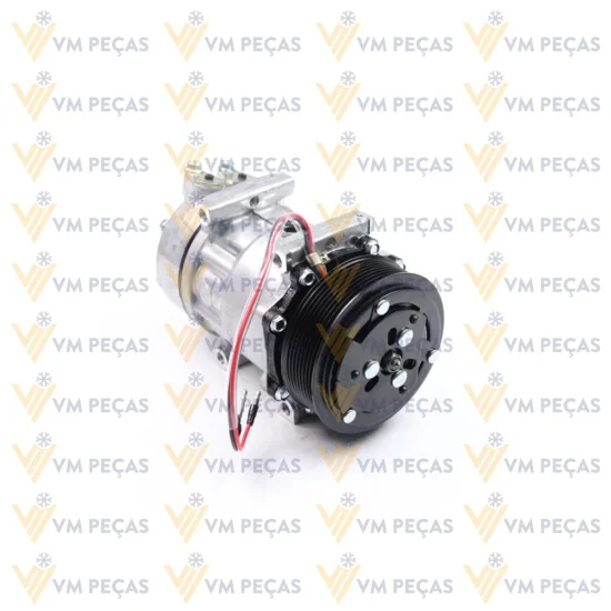 Compressor Sanden SD7H15, Passante, Scania, 8pk, 24v, Saida Reta [importado]