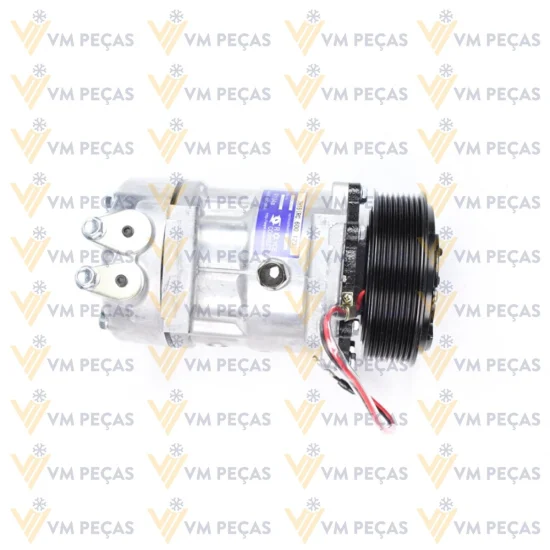Compressor Sanden SD7H15, Passante, Scania, 8pk, 24v, Saida Reta [importado]