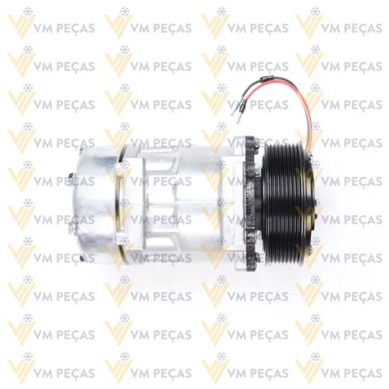 Compressor Sanden SD7H15, Passante, Scania, 8pk, 24v, Saida Reta [importado]