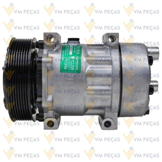 Compressor Sanden SD7H15, Passante, Volvo, 8pk 136mm, 24v [Saida Horizontal 8x10]