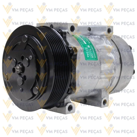 Compressor Sanden SD7H15, Passante, Volvo, 8pk 136mm, 24v [Saida Horizontal 8x10]