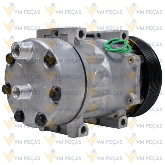 Compressor Sanden SD7H15, Passante, Volvo, 8pk 136mm, 24v [Saida Horizontal 8x10]