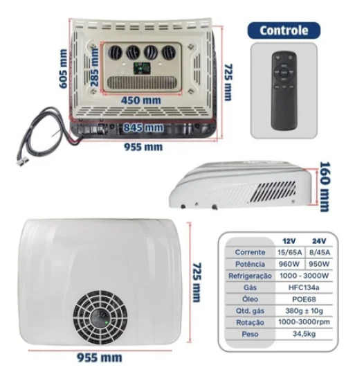 Kit Ar Condicionado Elétrico Para Caminhão 24v Premium