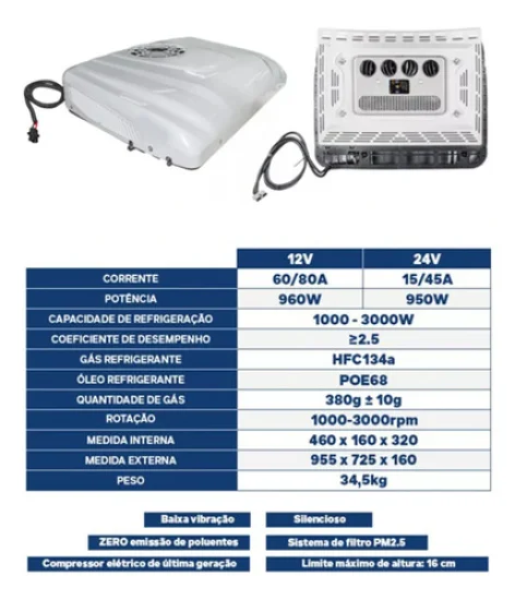Kit Ar Condicionado Elétrico Para Caminhão 24v Premium