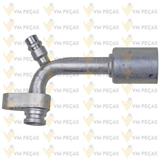 Conexao Block Fiting Radial Aluminio 10x90 com Ventil R134 [com Clip]