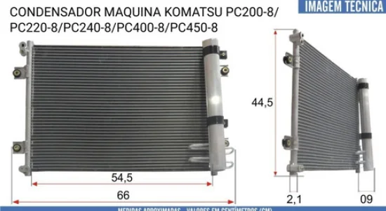 Condensador Komatsu Escavadeira PC130, PC138, PC137US