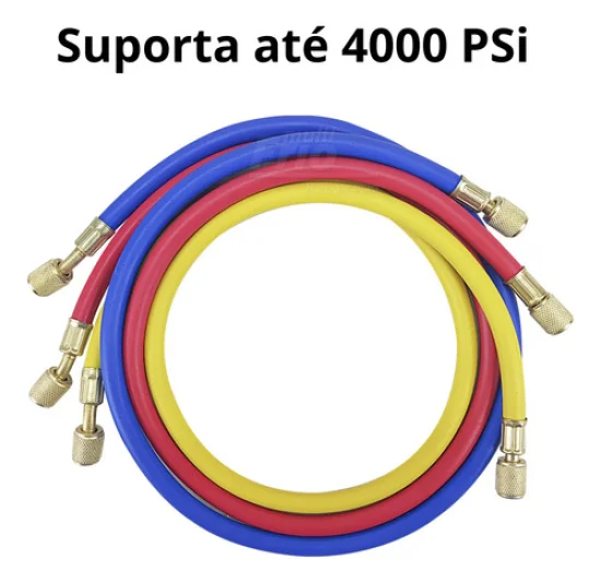 Conjunto Manifold importado [sem Engates] [Mangueira 1,5m] ate 800PSi para Gas R22, R404A, R32, R410A [Eco Tools]
