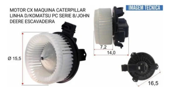 Ventilador da Caixa Caterpillar 320D /Komatsu PC160, PC180, PC200 /Sany Escavadeira 135 24v