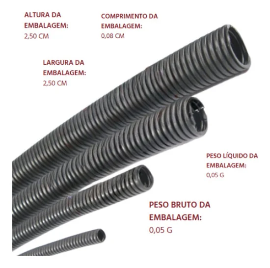 Espaguete /Conduite Corrugado Anti Chama 25mm [Metro] [Com Corte] [Rainha das Sete]