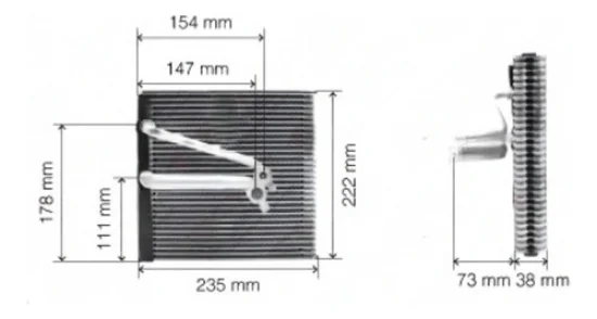 Evaporador VW Gol, Parati, Saveiro G5 2008 a 2012, G6 2013>, Fox 2010>, Polo 2010>, UP [Caixa Behr]