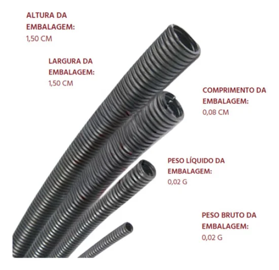 Espaguete /Conduite Corrugado Anti Chama 3/8 10,7mm [Metro] [Com Corte] [Rainha das Sete]